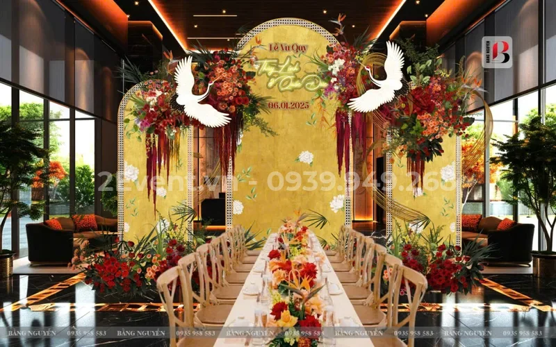 Mẫu backdrop chụp hình đám cưới (photobooth) đẹp 2026