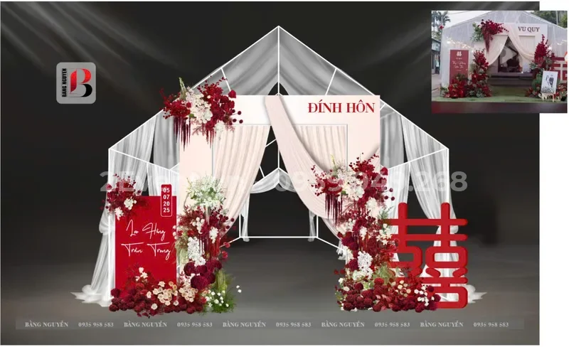 Mẫu backdrop chụp hình đám cưới (photobooth) đẹp 2026