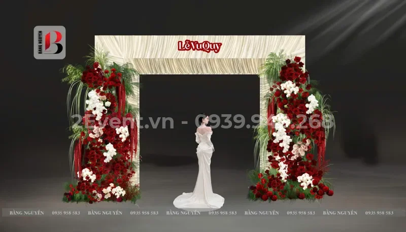 Mẫu backdrop chụp hình đám cưới (photobooth) đẹp 2026